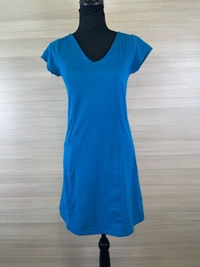 Toad&Co Tomboy Tech Cap Sleeve Teal V-Neck Active Dress Size XS